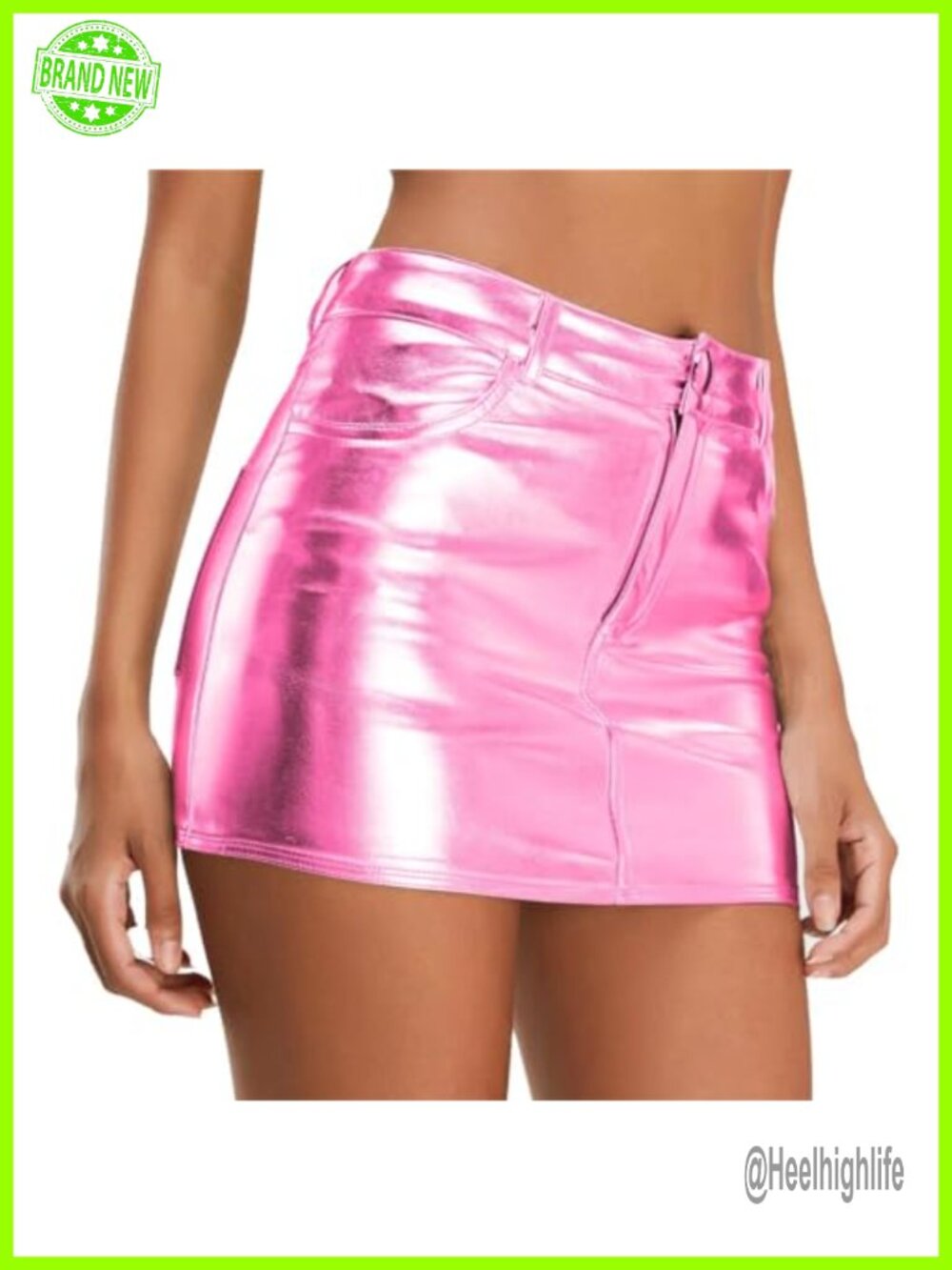 Metallic Bodycon Mini Skirt Low Rise Cargo Rave Festival Party